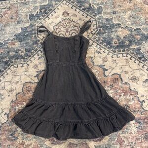 American Eagle Outfitters Black Ruffled Denim Sundress